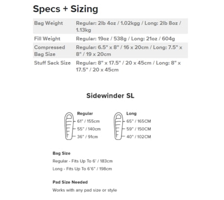 Big Agnes Sidewinder SL 20 650 Down Sleeping Bag